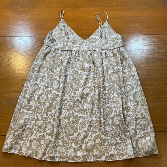 Wilfred Lover Satin Mini Dress Ice Lvndr / Gold Camel Size S | Floral Babydoll S - Picture 6 of 12